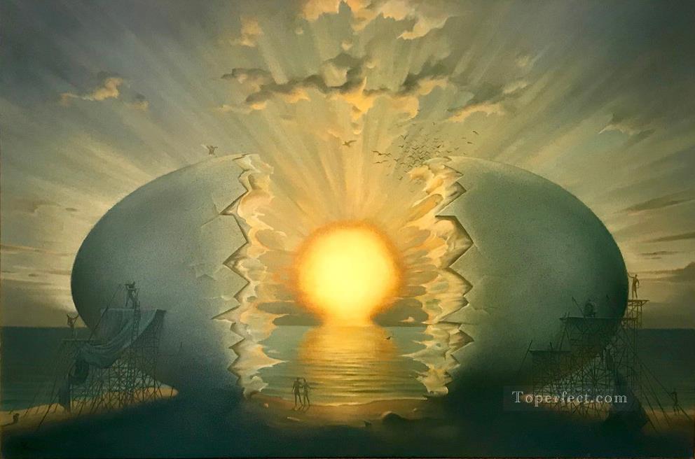 海辺の日の出 II シュルレアリスム油絵